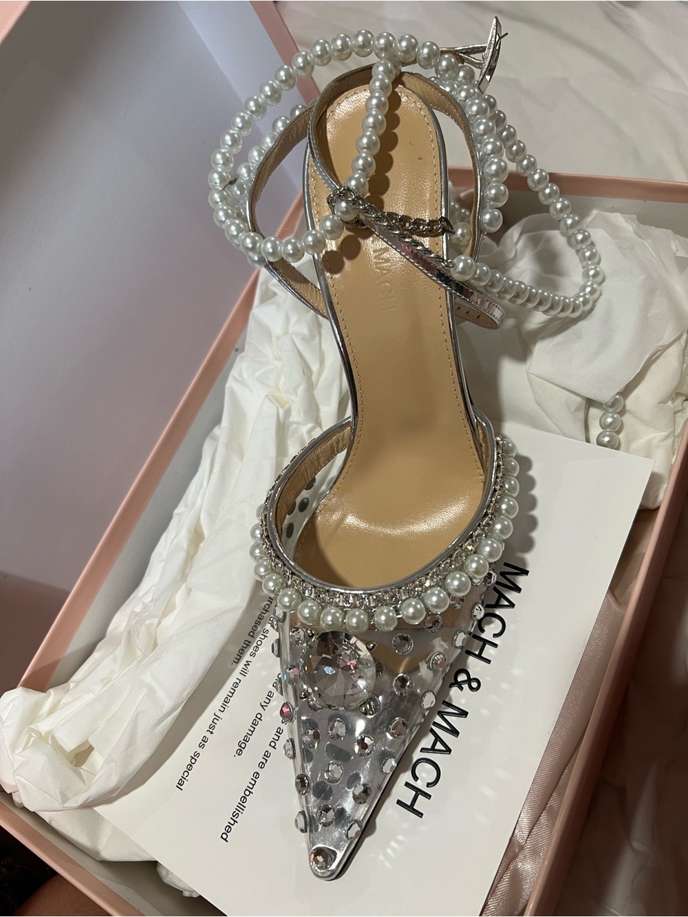 MACH & MACH
Diamond of Elizabeth Hot Fix PVC High-Heel Pumps
38 (8) Silver